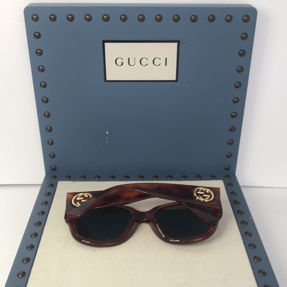 New  - GUCCI Brown Tortoise Shell Acetate Oversized Frame  GG0142SA - Picture 14 of 17